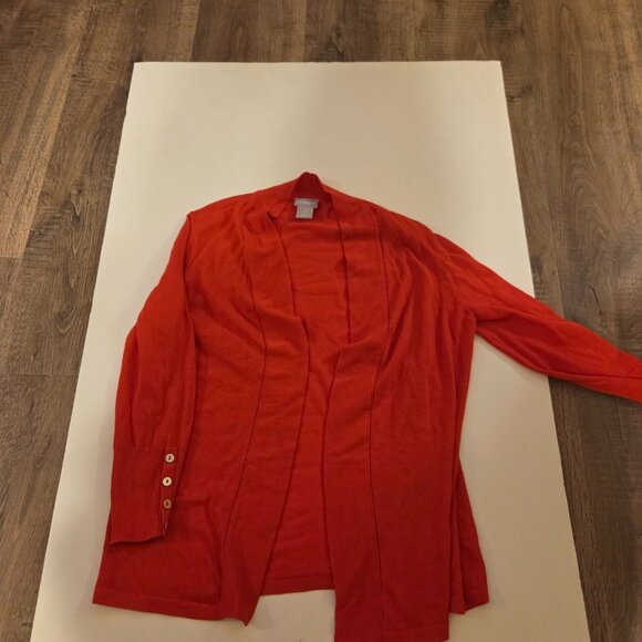 Chico Red Knit Sweater Open Cardigan with Accented Buttons on Sleeve - Size 0 - Picture 3 of 3